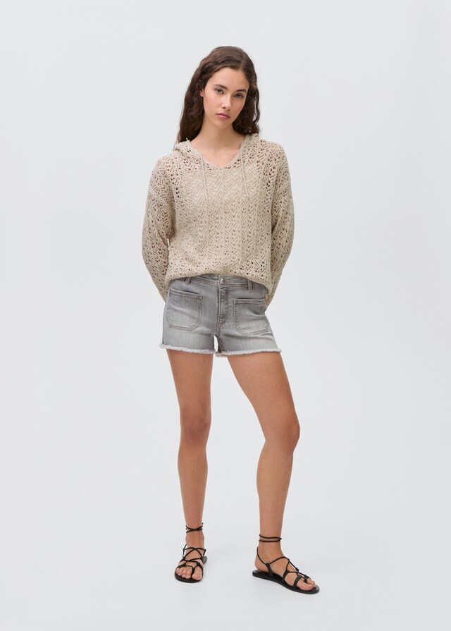 Mango Kapuzenpullover mit Lochmuster Nur für heute