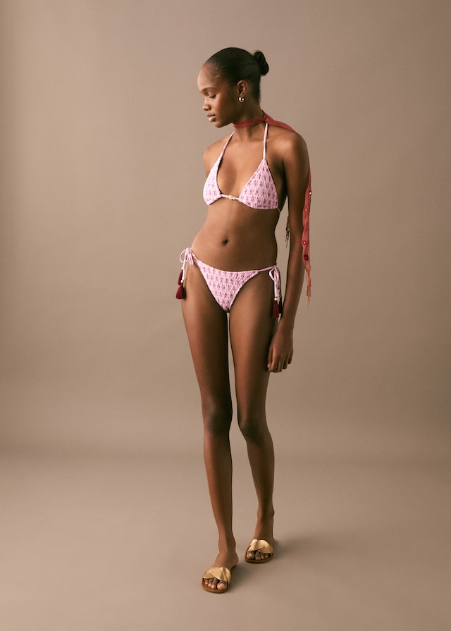 Mango Gemusterter Bikini mit Pompons Sonderangebot der Fabrik