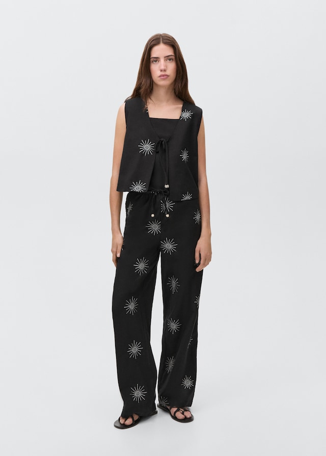Mango Lange Hose mit Stickdetails 50% Rabatt für begrenzte Zeit