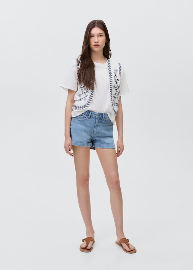 Mango Jeansshorts mit umgeschlagenem Saum Kostenloser Versand