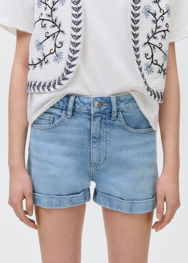 Mango Jeansshorts mit umgeschlagenem Saum Kostenloser Versand