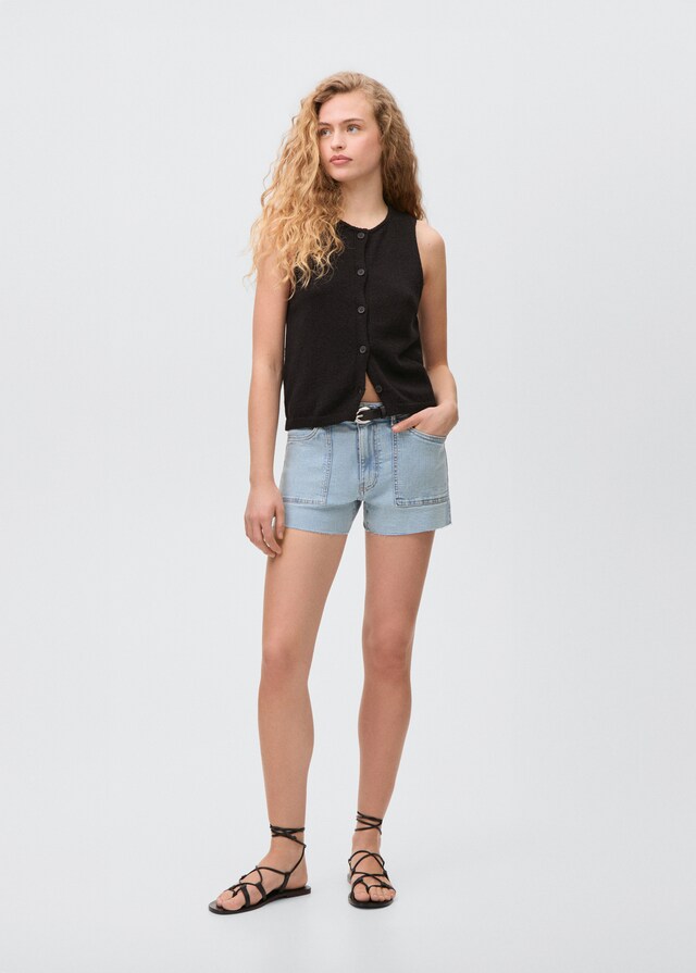 Mango Jeansshorts mit ausgefranstem Saum Fabrik Onlineshop