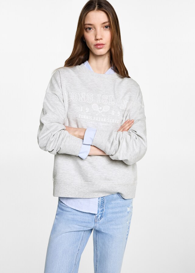 Mango Gemustertes Baumwoll-Sweatshirt Großer Ausverkauf