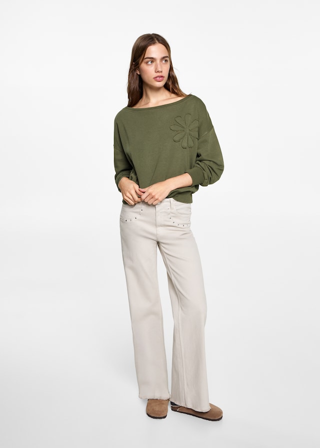 Mango Sweatshirt mit floraler Stickerei Begrenztes Angebot
