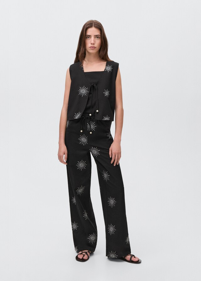 Mango Besticktes Top mit Schleifenverschluss Online Shopping