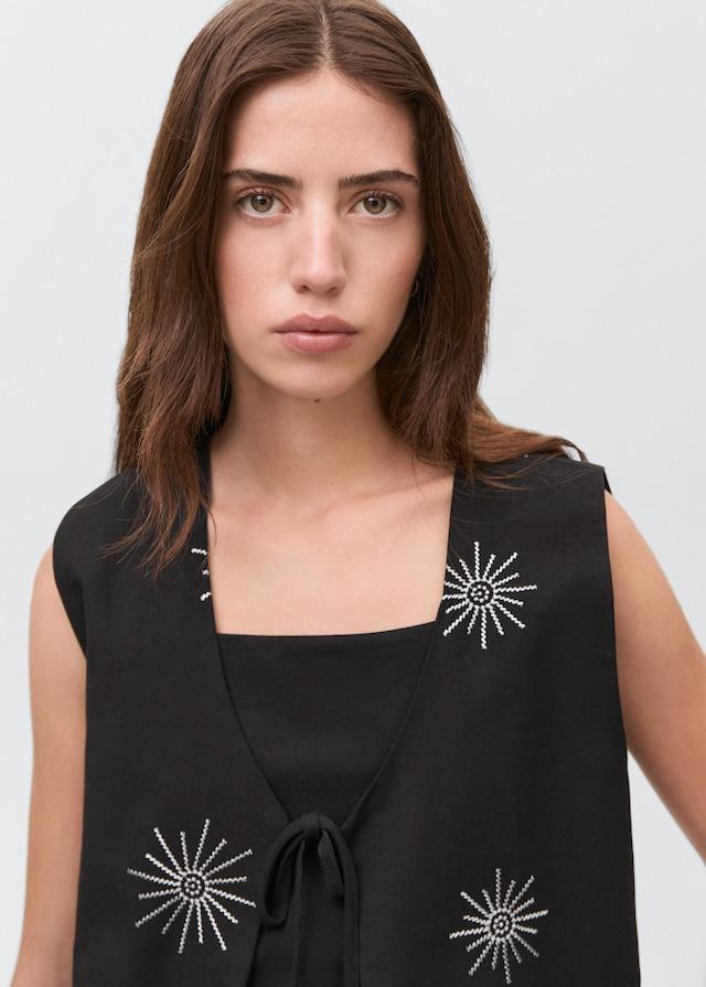Mango Besticktes Top mit Schleifenverschluss Online Shopping