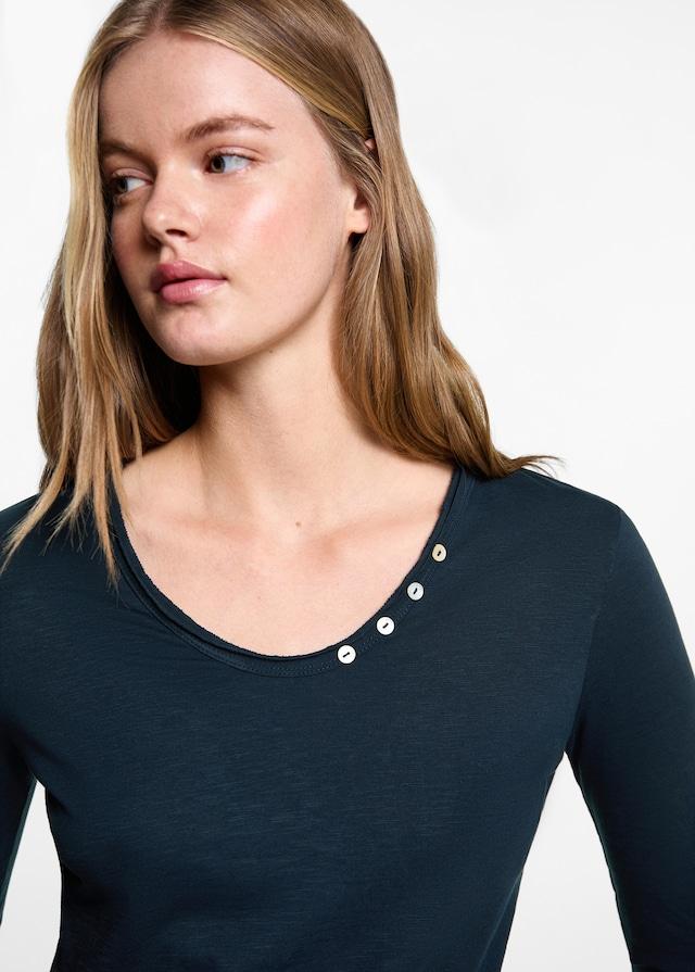 Mango Langärmliges T-Shirt mit Knöpfen Jubiläumsangebot