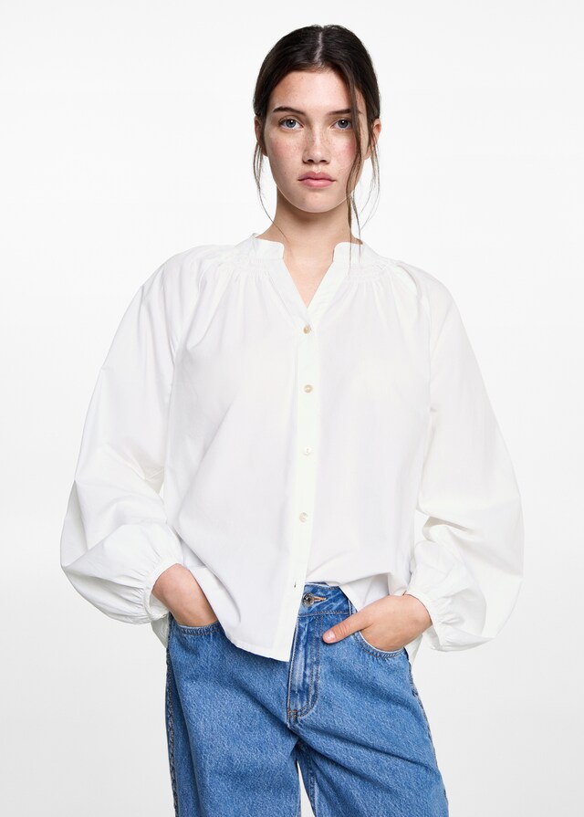 Mango Bluse mit Ballonärmeln Top Angebot