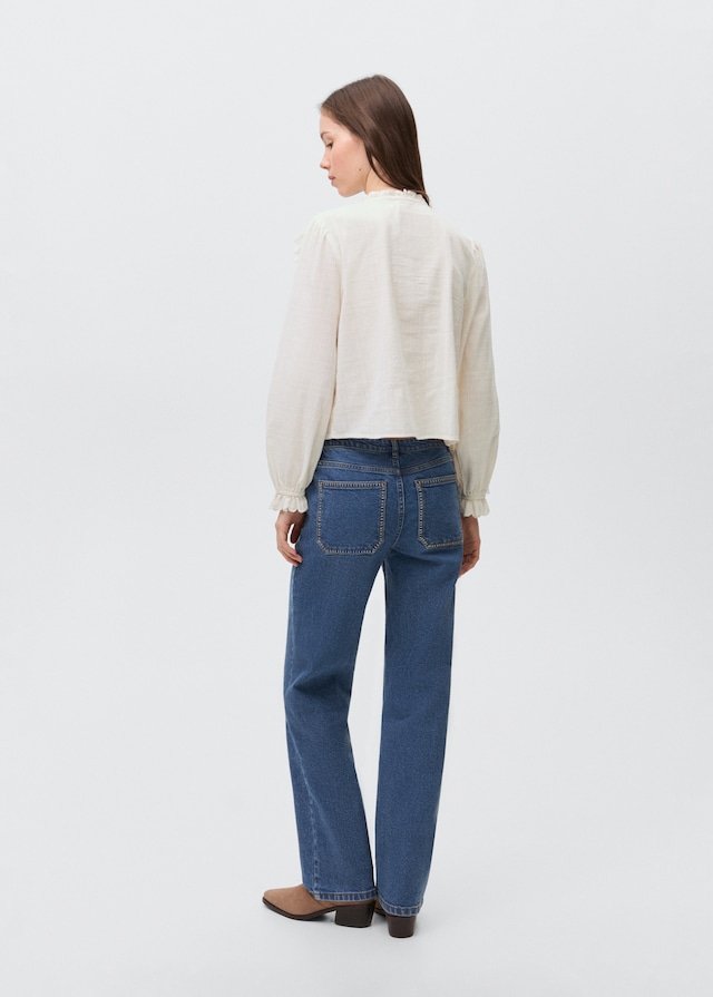 Mango Geraffte Bluse mit Rüschen Online Outlet