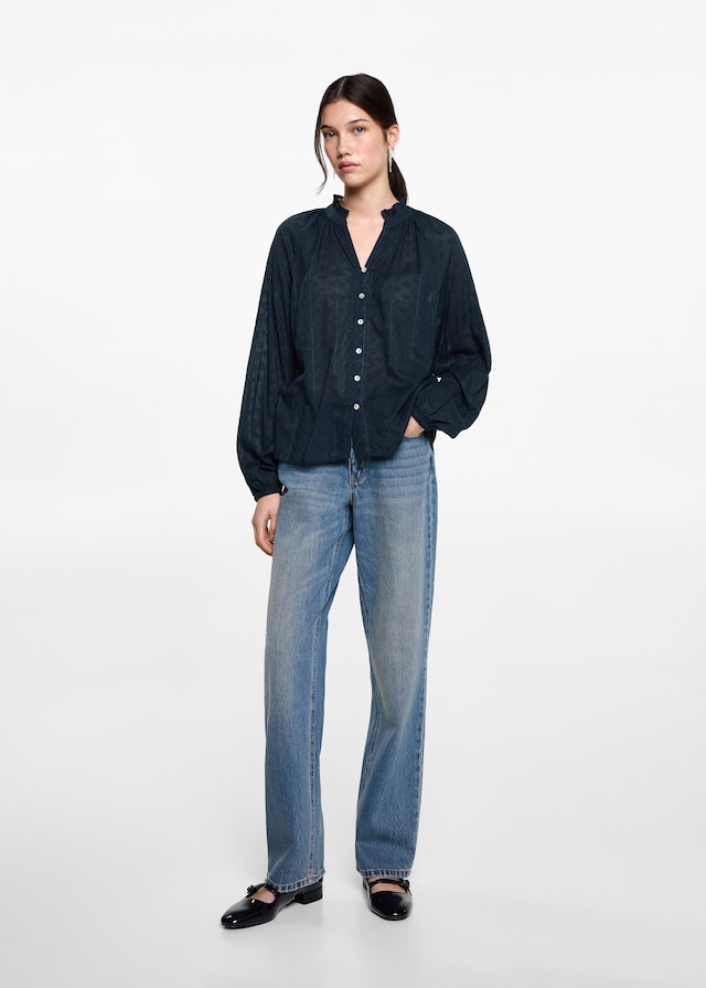 Mango Strukturierte Bluse bestickt Zeitlich begrenztes Angebot