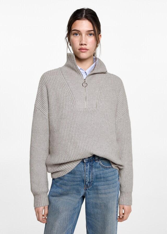 Mango Strickpullover mit Troyerkragen Kostenlose Rückgabe
