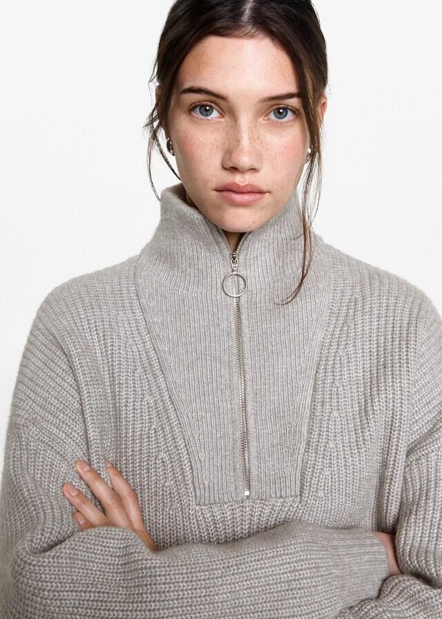 Mango Strickpullover mit Troyerkragen Kostenlose Rückgabe