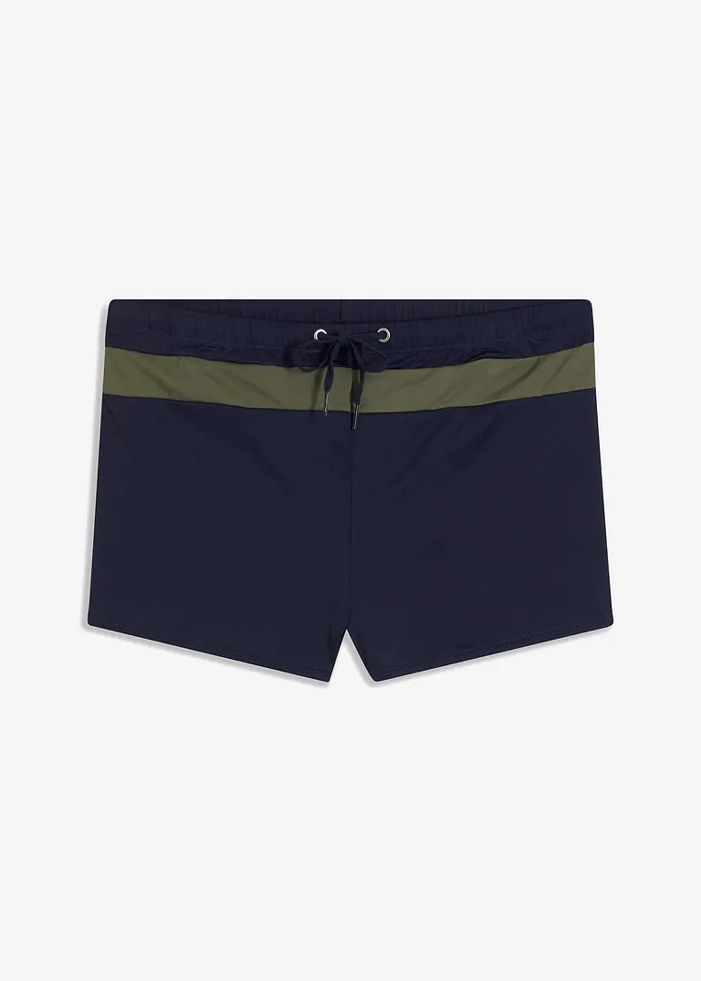 bonprix Bequeme Badehose mit Bindeband am Bund und Kontraststreifen Riesige Ersparnisse