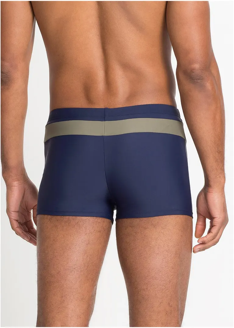 bonprix Bequeme Badehose mit Bindeband am Bund und Kontraststreifen Riesige Ersparnisse