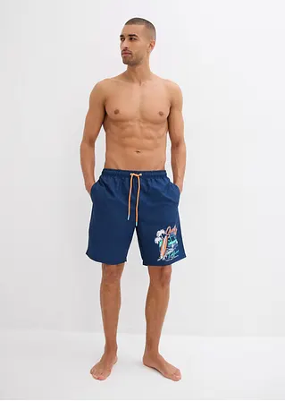 bonprix Bequeme Badeshorts mit dekorativem Druck - blau Letzte 3 Tage