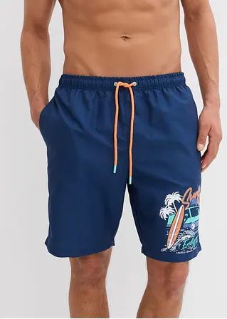 bonprix Bequeme Badeshorts mit dekorativem Druck - blau Letzte 3 Tage