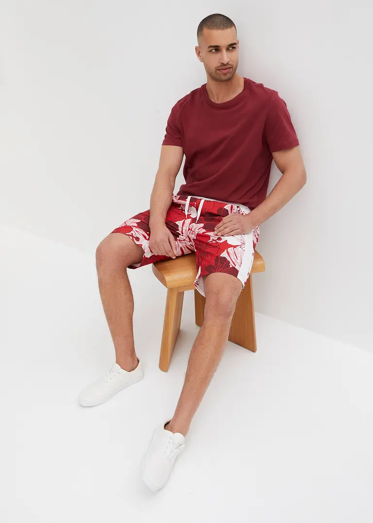 bonprix Sommerlich bedruckte Strand-Bermuda - rot - Herren Bis zu 55% Rabatt