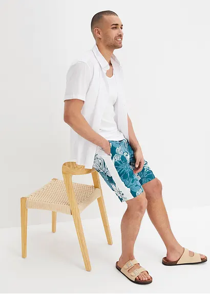 bonprix Sommerlich bedruckte Strand-Bermuda - petrol - Herren Discount Store für neue Produkte