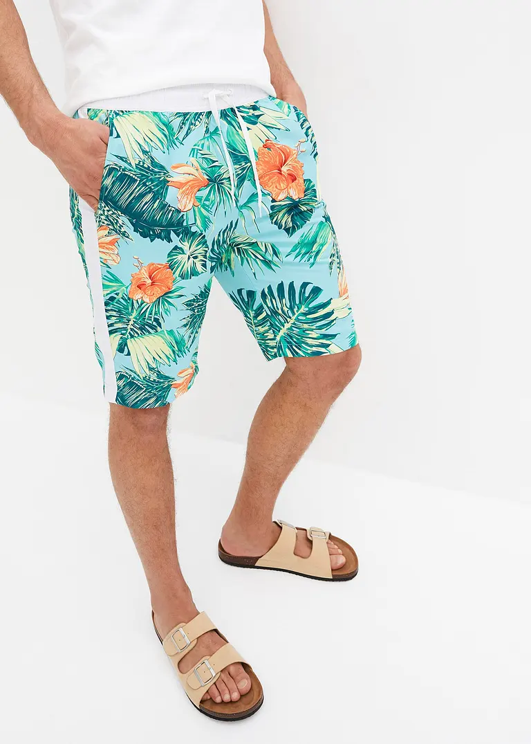 bonprix trendige Strandbermuda mit Allover-Druck - blau Nur noch ein Tag übrig