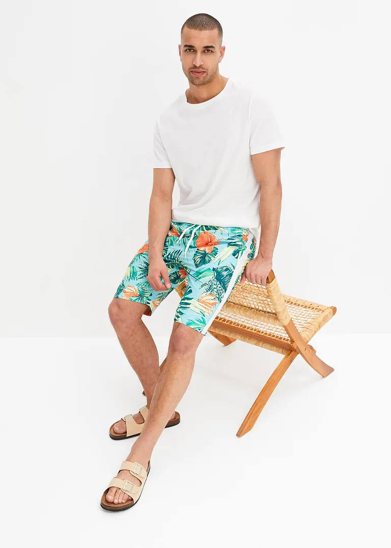 bonprix trendige Strandbermuda mit Allover-Druck - blau Nur noch ein Tag übrig