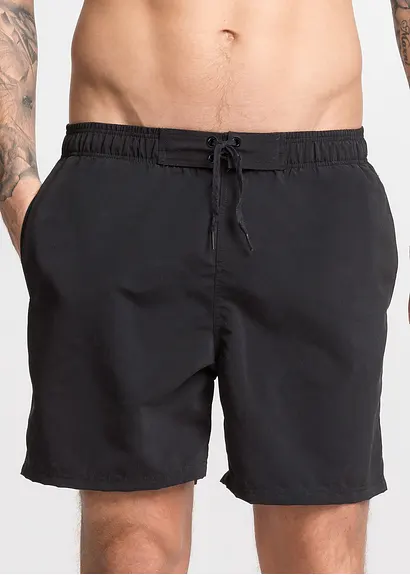 bonprix Sportive Badeshorts in unifarbenem Design - schwarz Fabrikladen