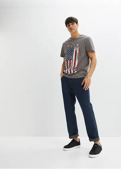 bonprix T-Shirt mit kernigem Print - grau - Herren 50% Rabatt für begrenzte Zeit
