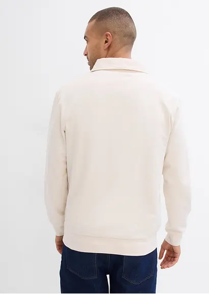 bonprix Modisches Sweat-Polo aus Bio-Baumwolle - beige - Herren Rabatte dieses Monats