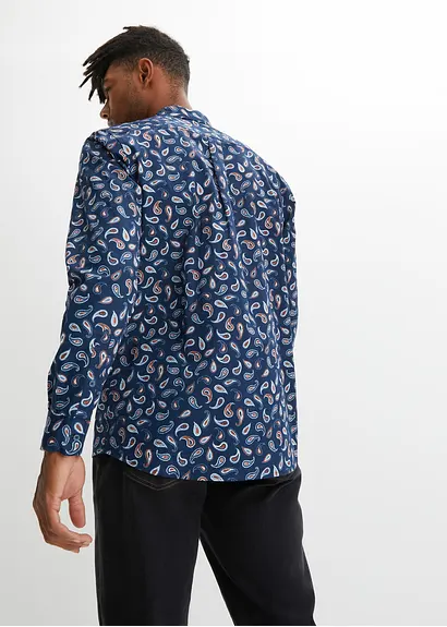 bonprix Bequem weit geschnittenes Langarmhemd mit Button-Down-Kragen in modischem Paisley-Muster Online