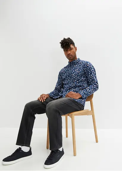 bonprix Bequem weit geschnittenes Langarmhemd mit Button-Down-Kragen in modischem Paisley-Muster Online