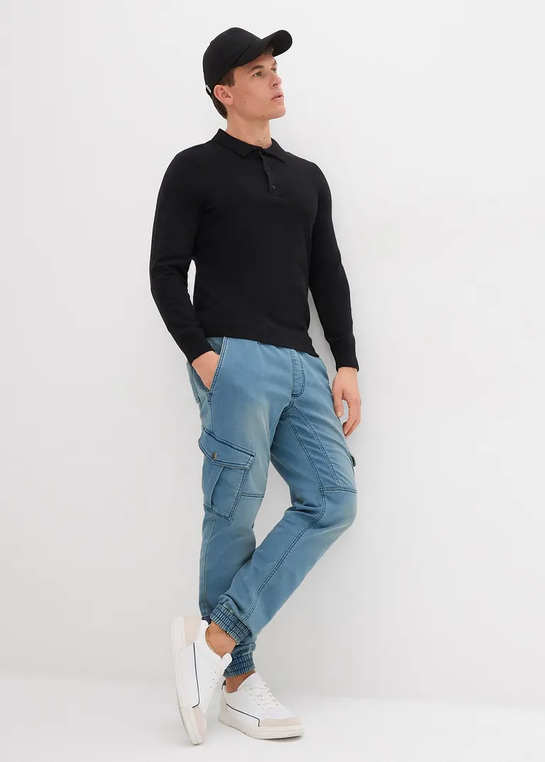 bonprix Pflegeleichtes Poloshirt in Feinstrick - schwarz Hotsell