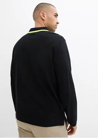 bonprix modernes Langarm-Poloshirt in Piqué-Qualität - schwarz Versandkostenfrei