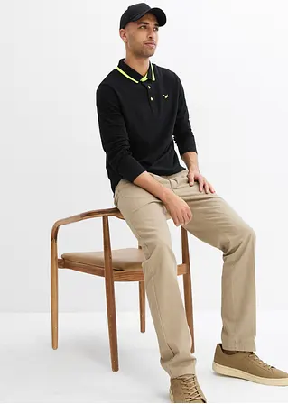 bonprix modernes Langarm-Poloshirt in Piqué-Qualität - schwarz Versandkostenfrei