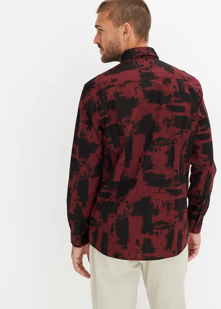 bonprix Modisch kariertes Langarmhemd - rot - Herren Flash Sale
