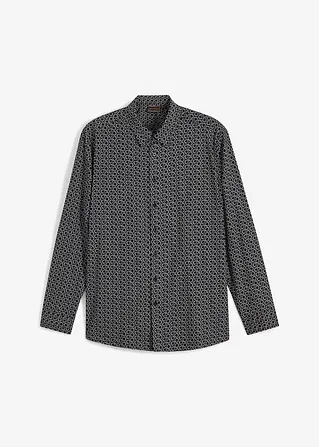 bonprix Modisch bedrucktes Langarmhemd im Regular Fit - schwarz Begrenztes Angebot