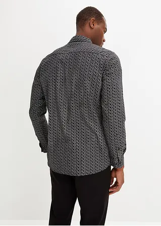 bonprix Modisch bedrucktes Langarmhemd im Regular Fit - schwarz Begrenztes Angebot