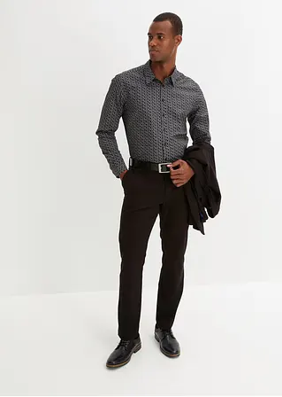 bonprix Modisch bedrucktes Langarmhemd im Regular Fit - schwarz Begrenztes Angebot