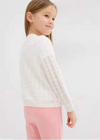 bonprix Mädchen-Strickjacke im schönen Design - weiß - Kinder Saisonschlussverkauf