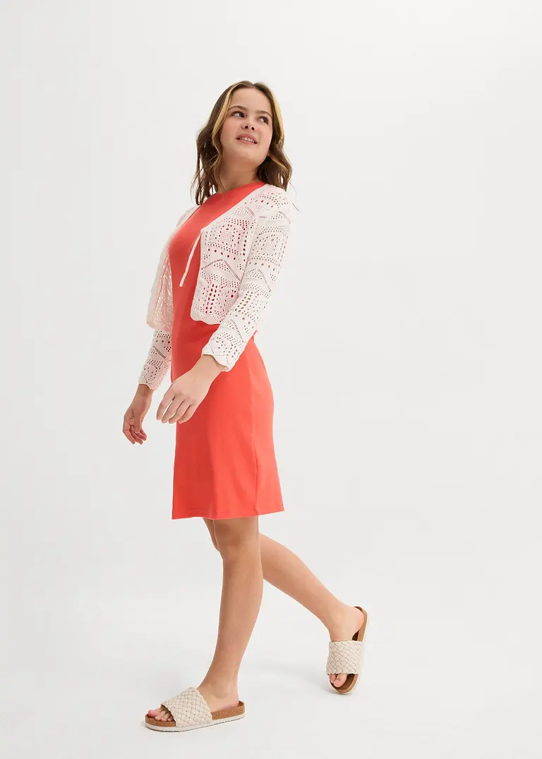 bonprix Verspielter Strickbolero mit 3/4 Ärmeln für Mädchen - weiß Black Friday