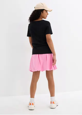 bonprix Schlichts Mädchen T-Shirt mit dekorativer Knopfleiste - schwarz Osterangebot