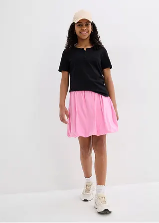 bonprix Schlichts Mädchen T-Shirt mit dekorativer Knopfleiste - schwarz Osterangebot