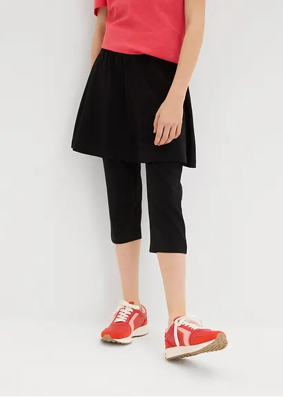 bonprix Mädchen Capri-Legging mit Rock aus elastischem Bio-Baumwoll-Mix Valentinstagsangebot