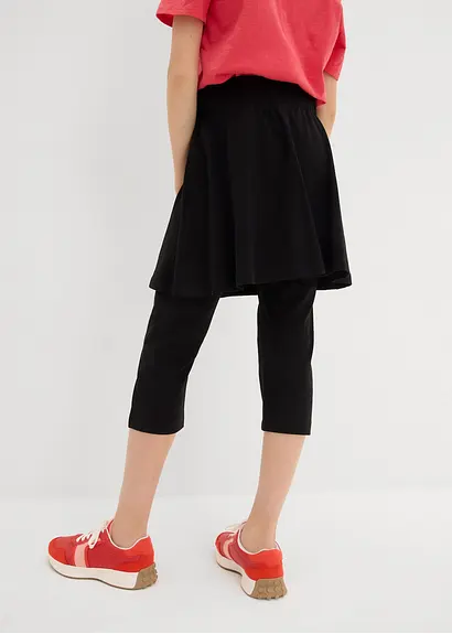 bonprix Mädchen Capri-Legging mit Rock aus elastischem Bio-Baumwoll-Mix Valentinstagsangebot