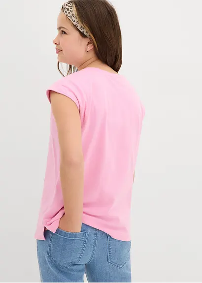 bonprix Schlichtes Mädchen Shirt mit kurzen Ärmeln - rosa Jubiläumsangebot