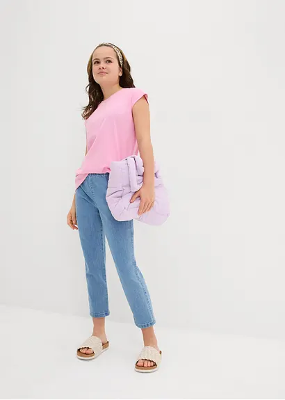 bonprix Schlichtes Mädchen Shirt mit kurzen Ärmeln - rosa Jubiläumsangebot