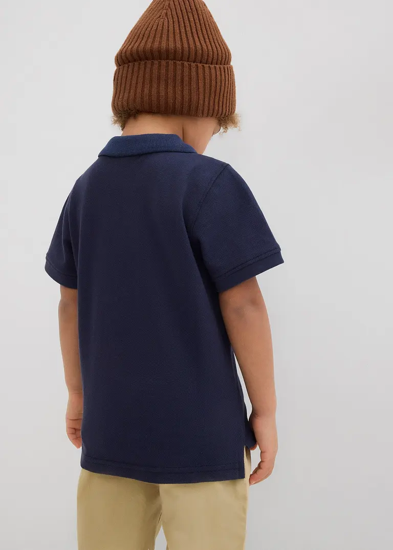 bonprix Schönes Basic Poloshirt für Jungen mit Seitenschlitzen - blau Exklusive Angebote