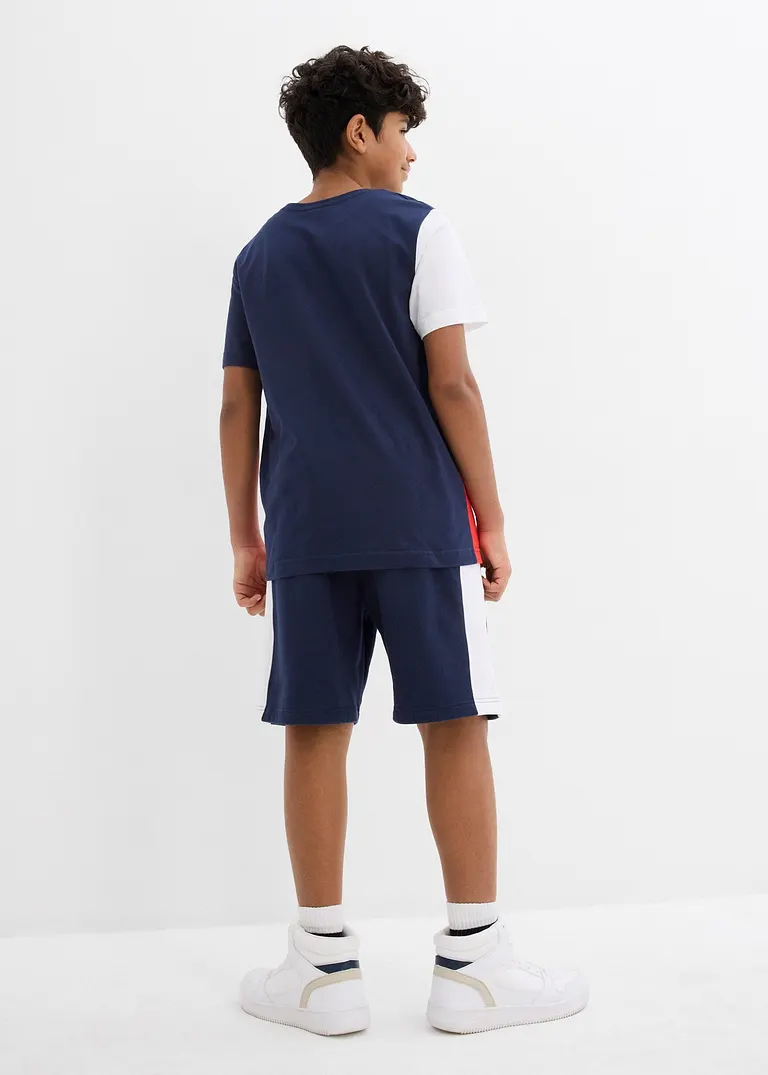 bonprix Cooles Jungen Set bestehend aus T-Shirt und Bermuda in Colorblocking-Optik Sonderangebote