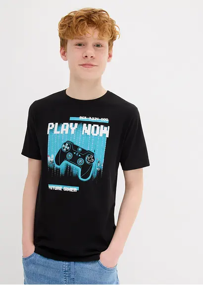 bonprix Cooles Jungen T-Shirt mit großem Druck und Rundhalsausschnitt Kostenlose Rückgabe