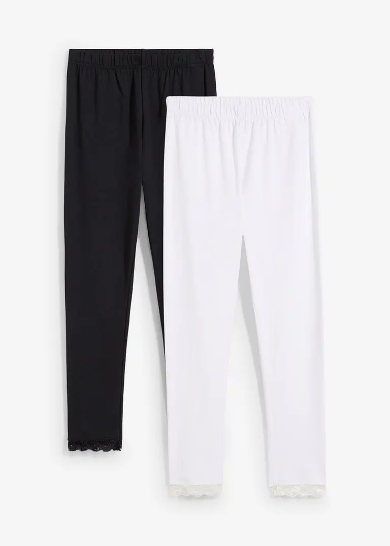 bonprix Mädchen Leggings im Bio-Baumwoll-Mix mit dekorativer Spitze Letzte 3 Tage