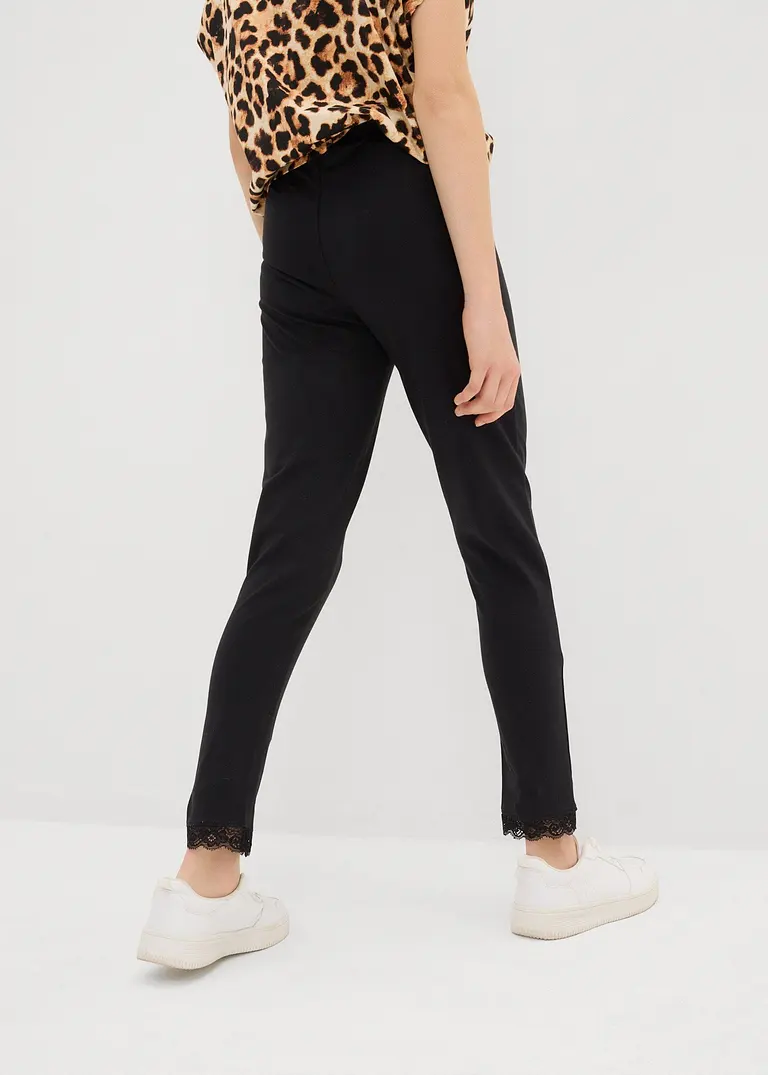 bonprix Mädchen Leggings im Bio-Baumwoll-Mix mit dekorativer Spitze Letzte 3 Tage