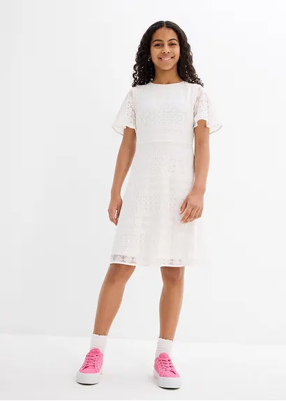 bonprix Süßes Mädchenkleid mit dekorativer Spitze - weiß JETZT KAUFEN